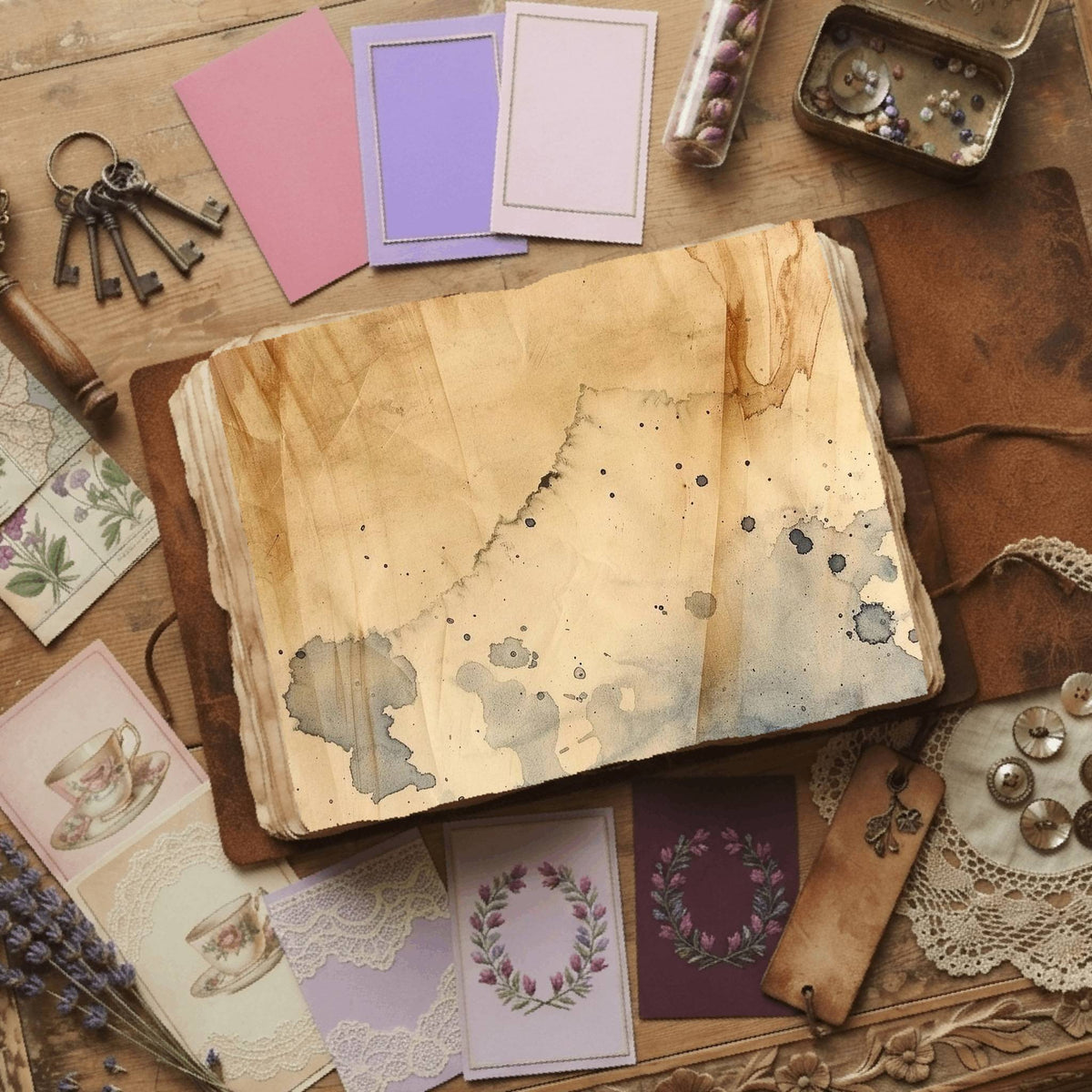 Tea printable junk journal paper, page preview 6