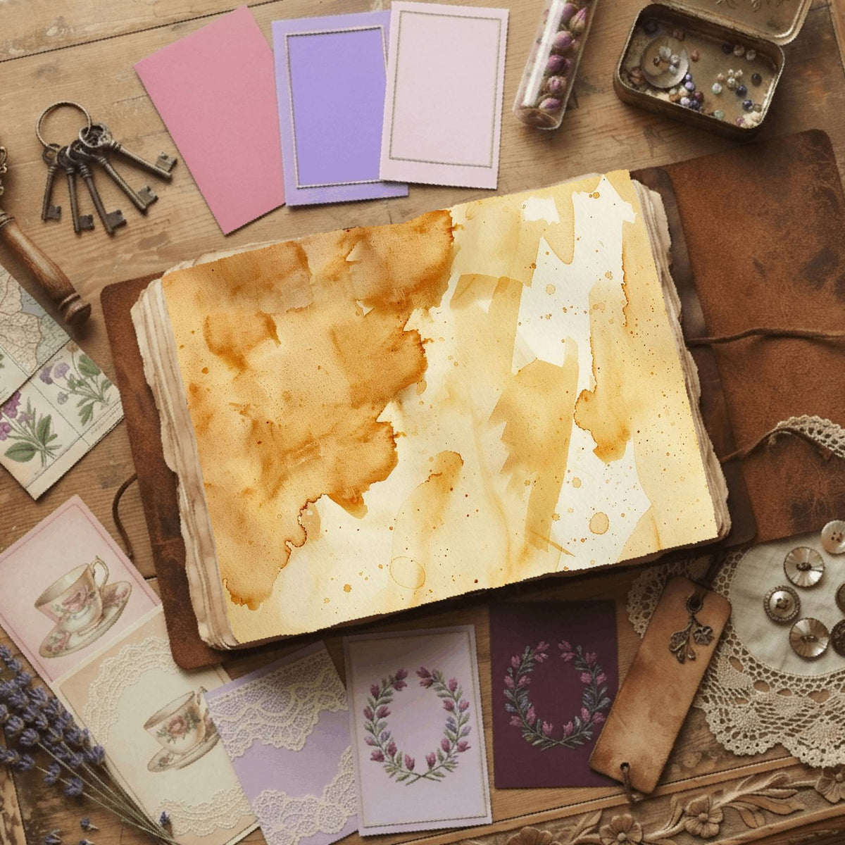 Tea printable junk journal paper, page preview 6