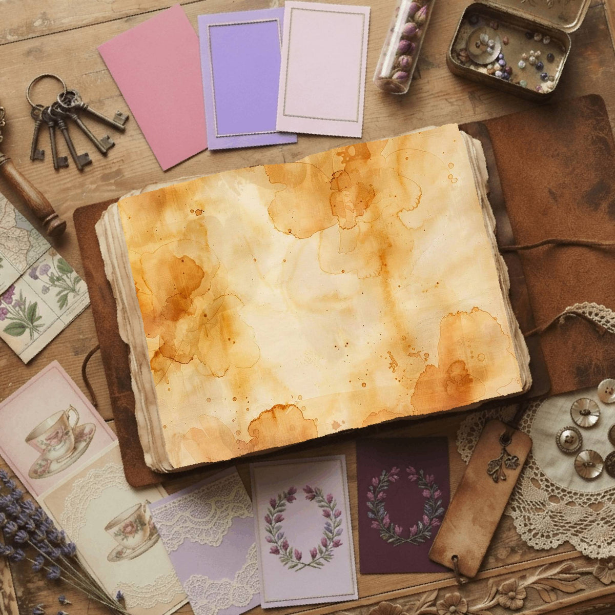 Tea printable junk journal paper, page preview 6