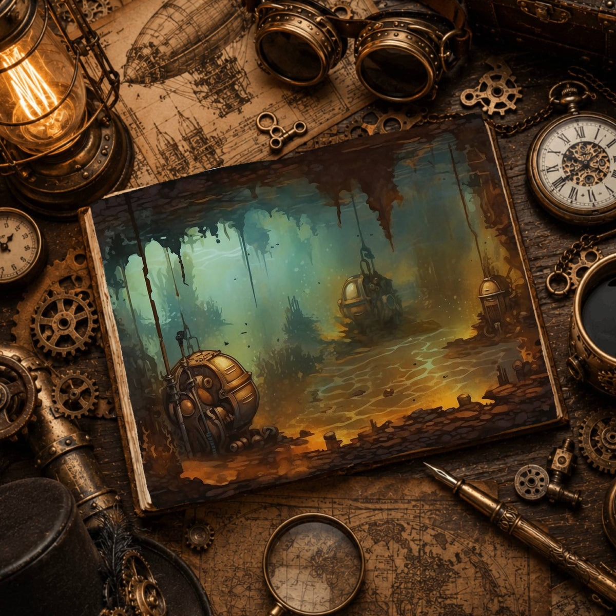 Underwater Steampunk Digital Papers