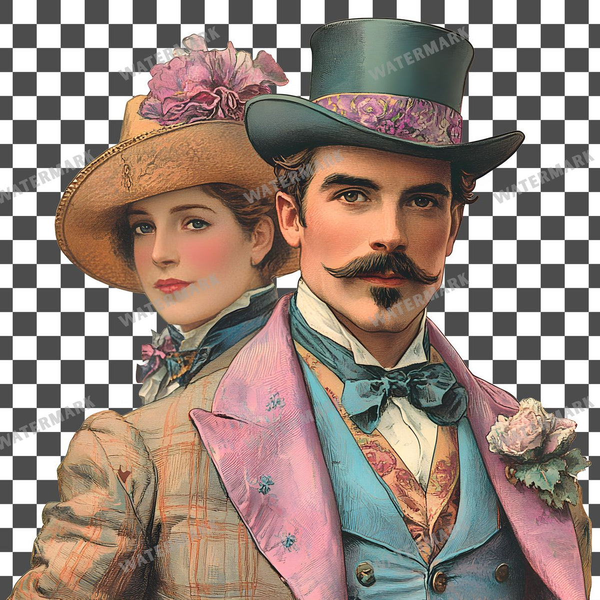 Victorian Man Vintage Style Clipart Pngs