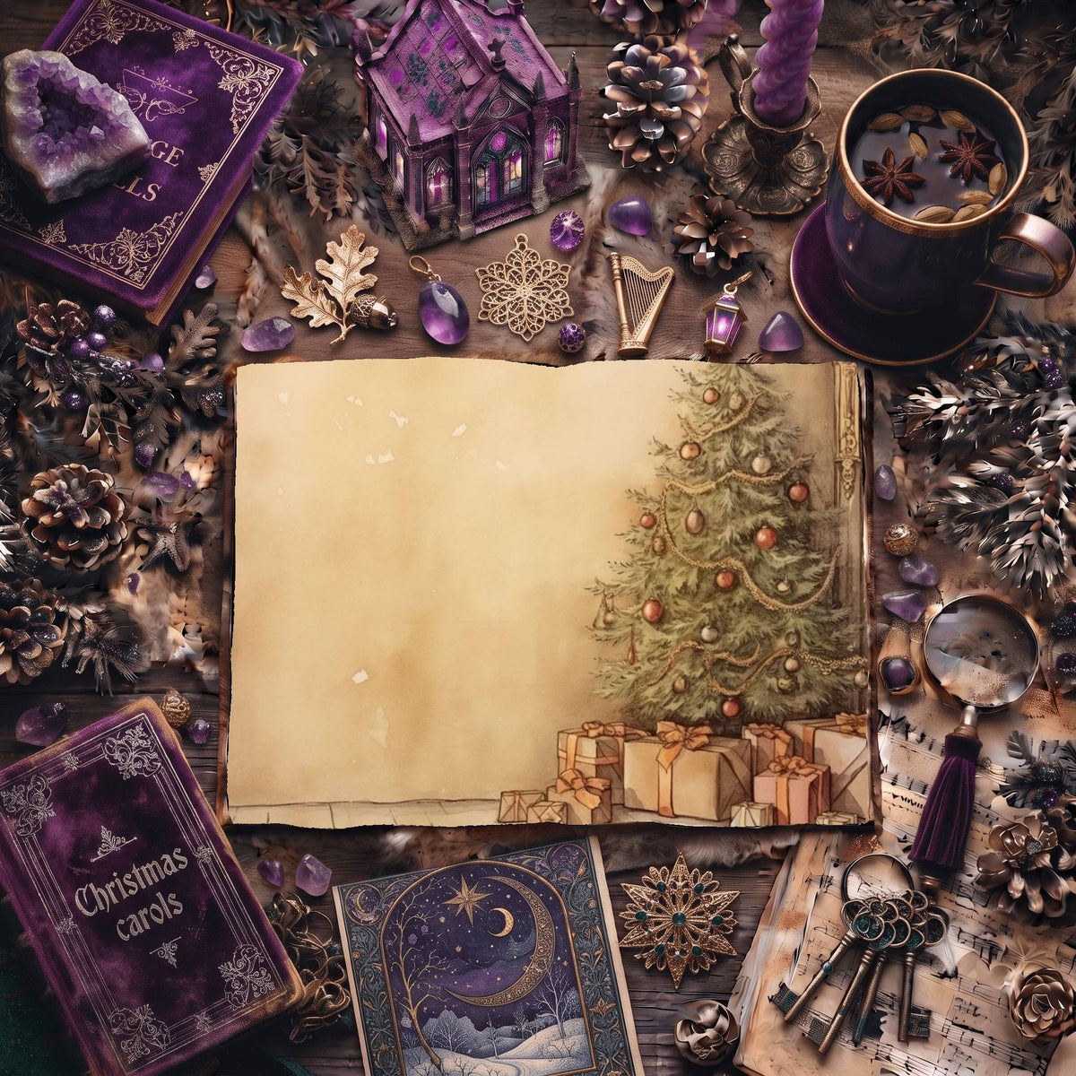 Vintage Christmas Tree Digital Papers