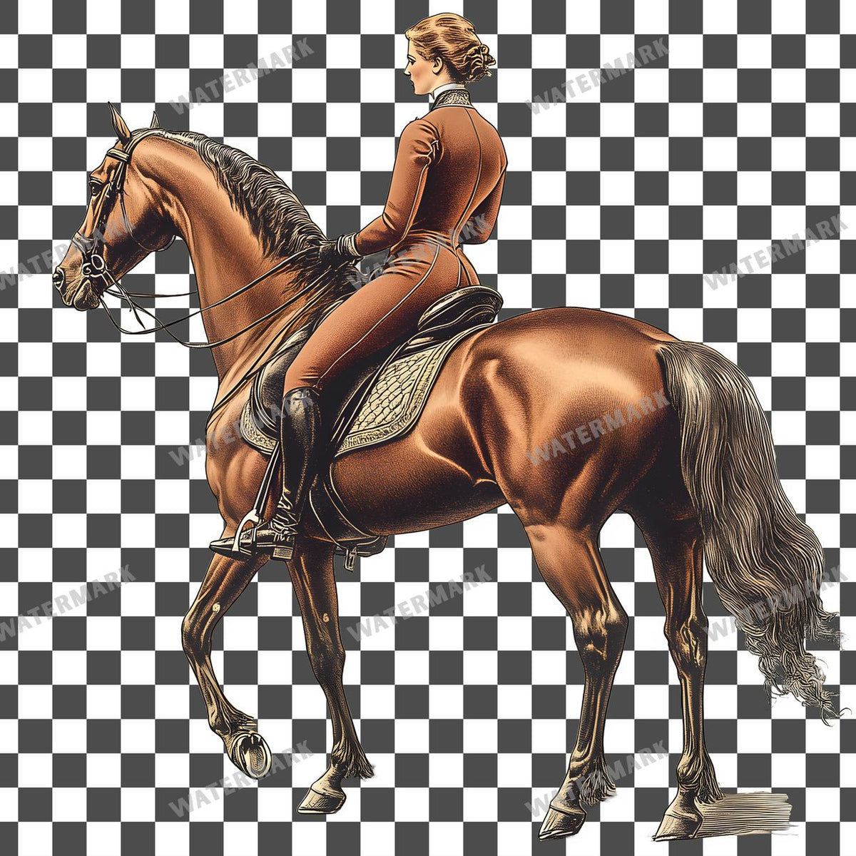 Vintage Equestrian Vintage Style Clipart Pngs