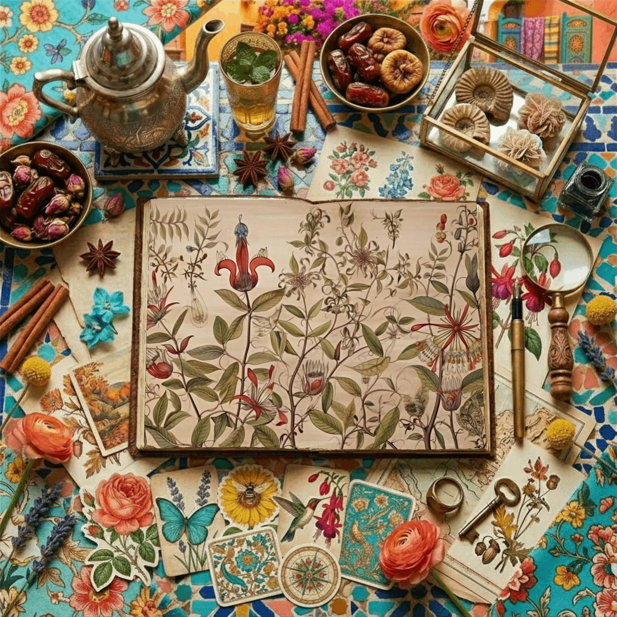 Vintage Floral Paintings printable junk journal paper, page preview 6