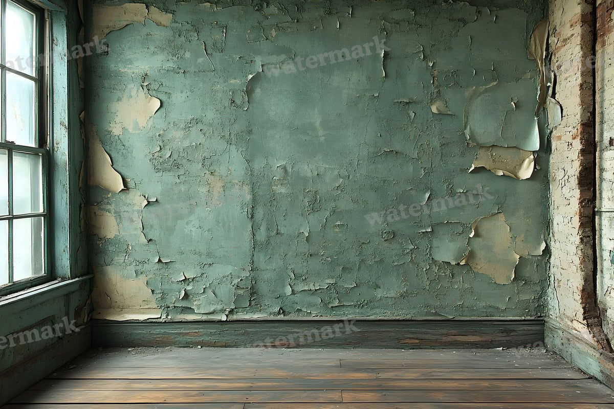 Vintage Textured Wall Muted Olive digital photo backdrop for photo editing, preview 5