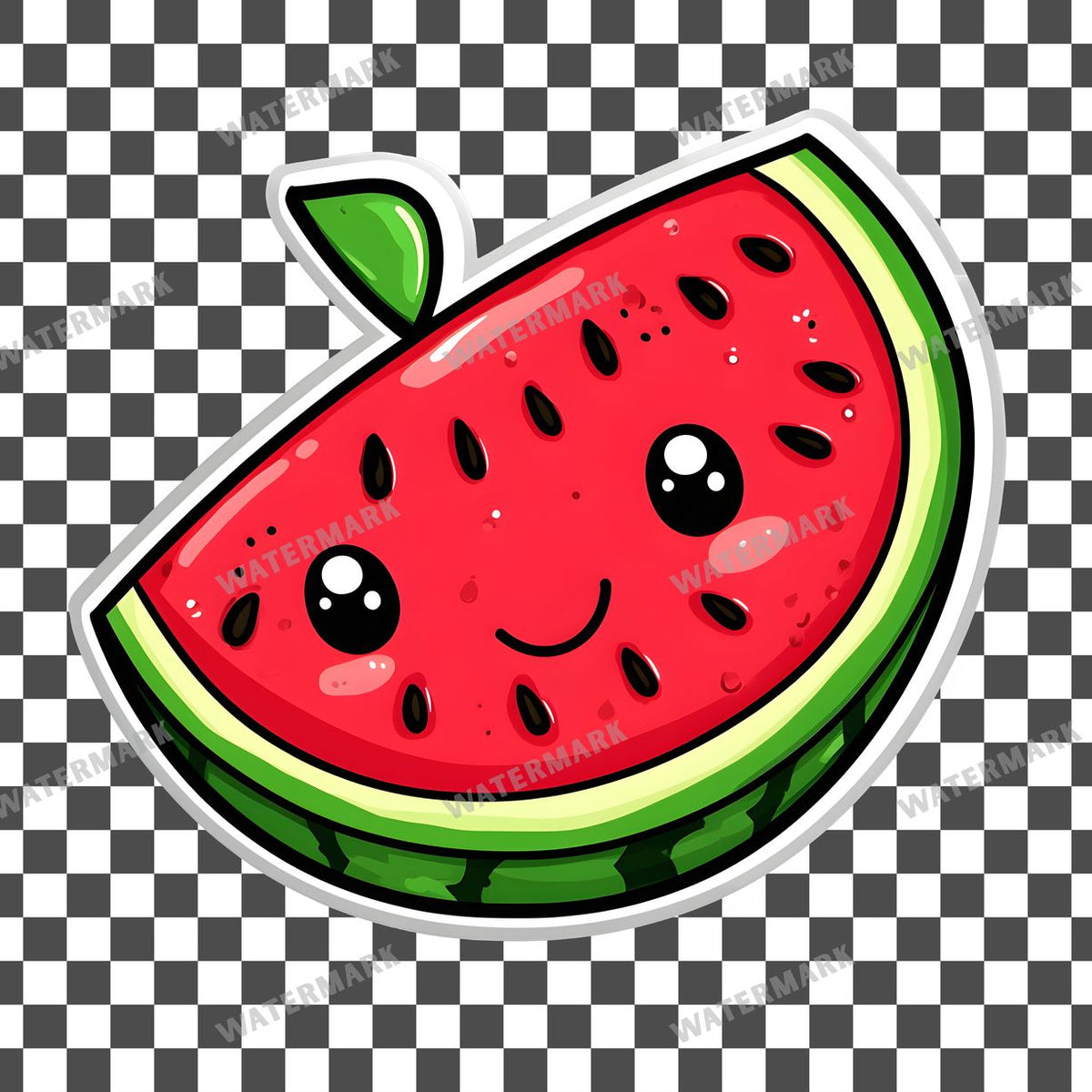 Watermelon Kawaii Style Clipart Pngs