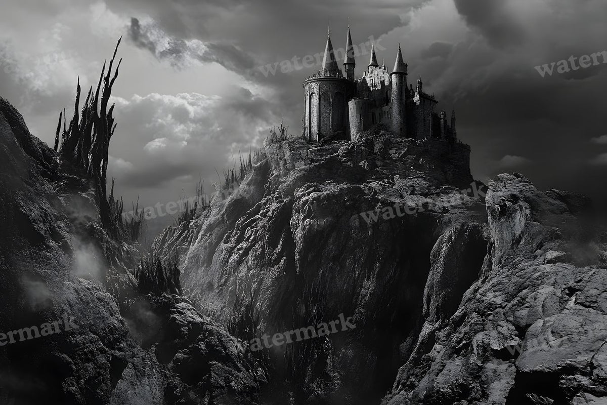 Witch’Castle On Jagged Mountain Dark Sky Backdrop Images