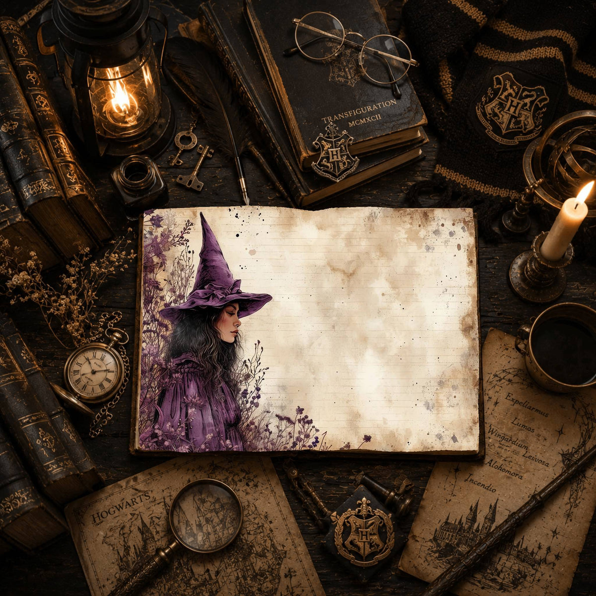 Witch printable junk journal paper, page preview 6