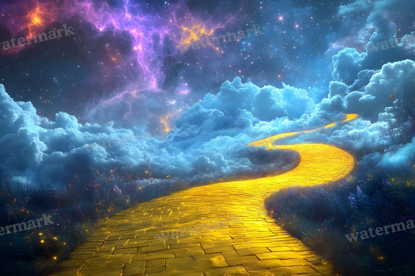 Wizard Of Oz Dreamscape With Floating Yellow Brick Road Backdrop Images