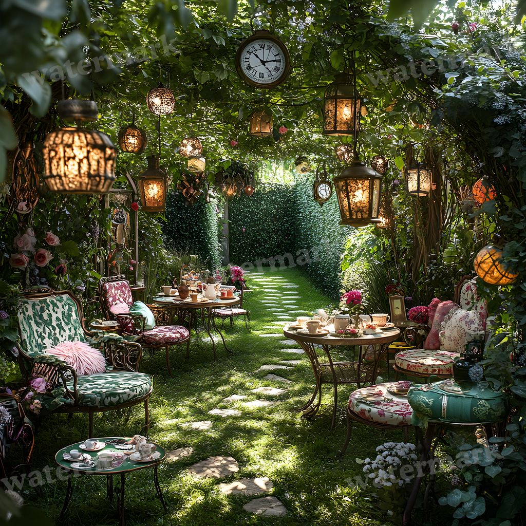 Wonderland Tea Party Backdrop Images