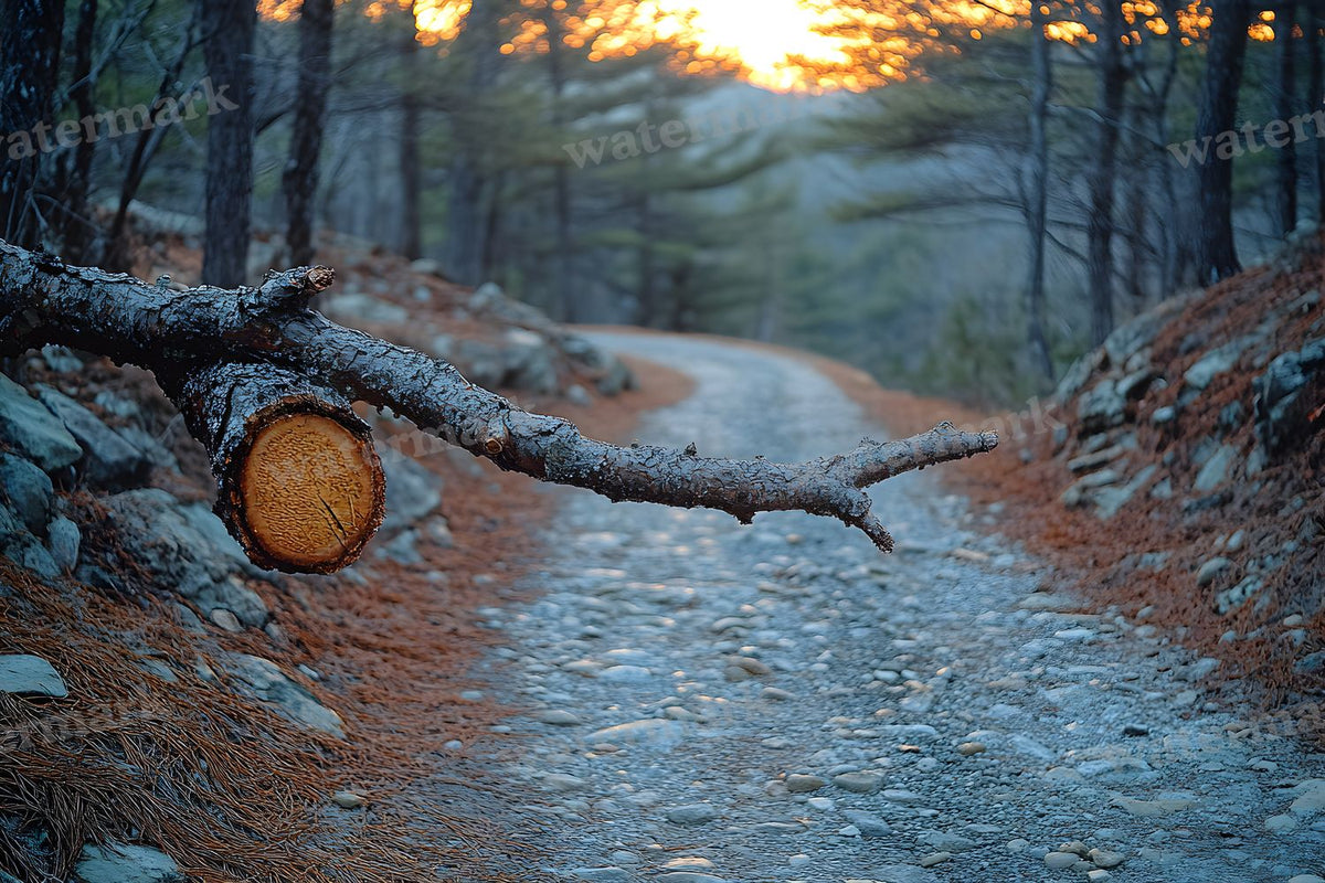 Wooded Trail At Dusk Backdrop Images