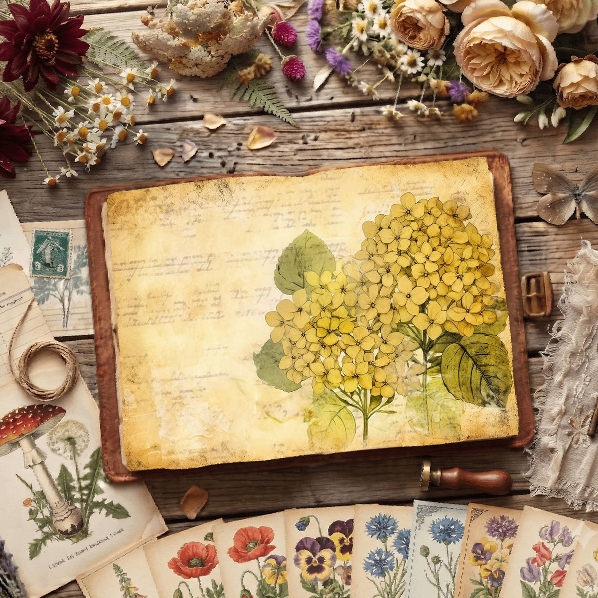 Yellow Hydrangea Digital Papers