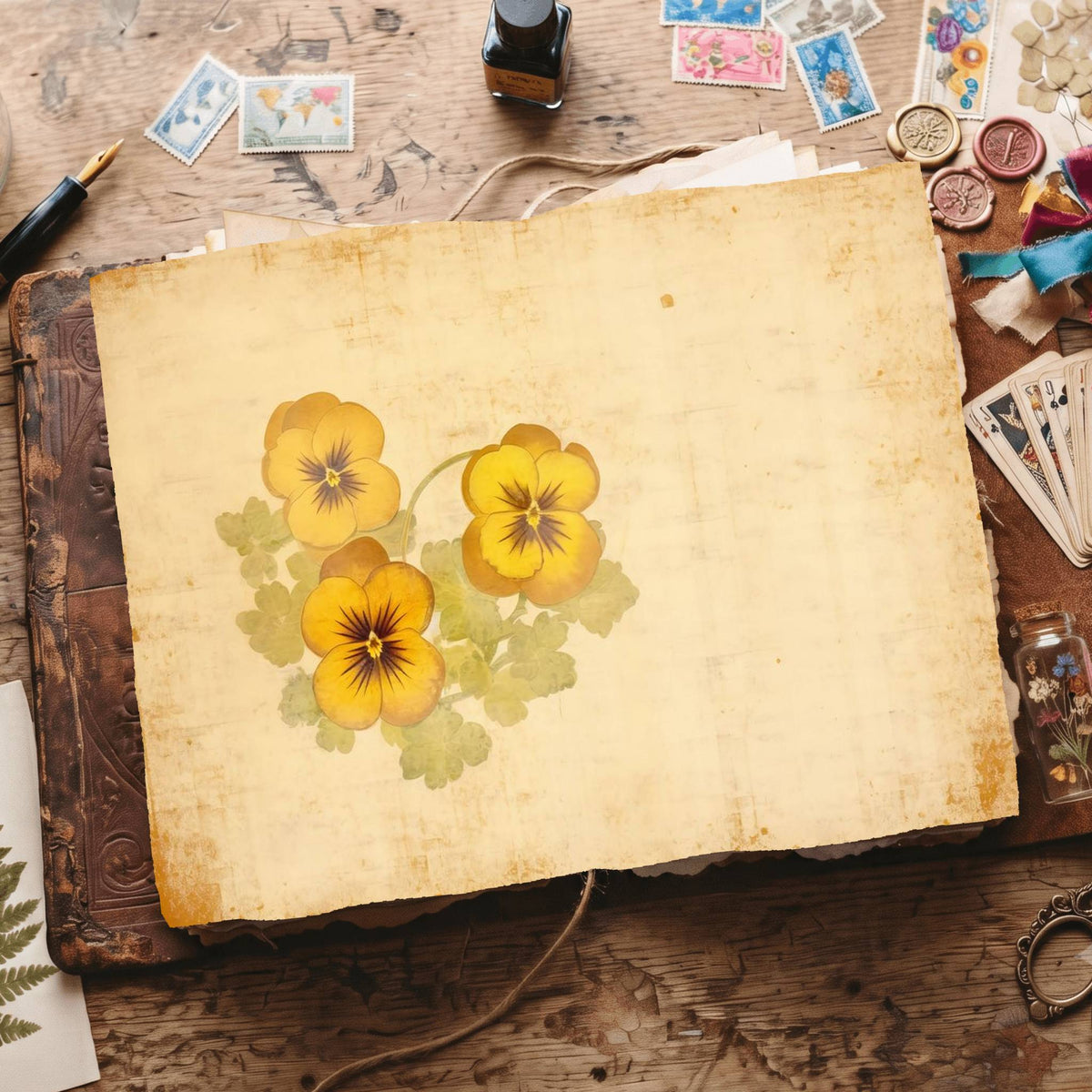 Yellow Pansies Digital Papers