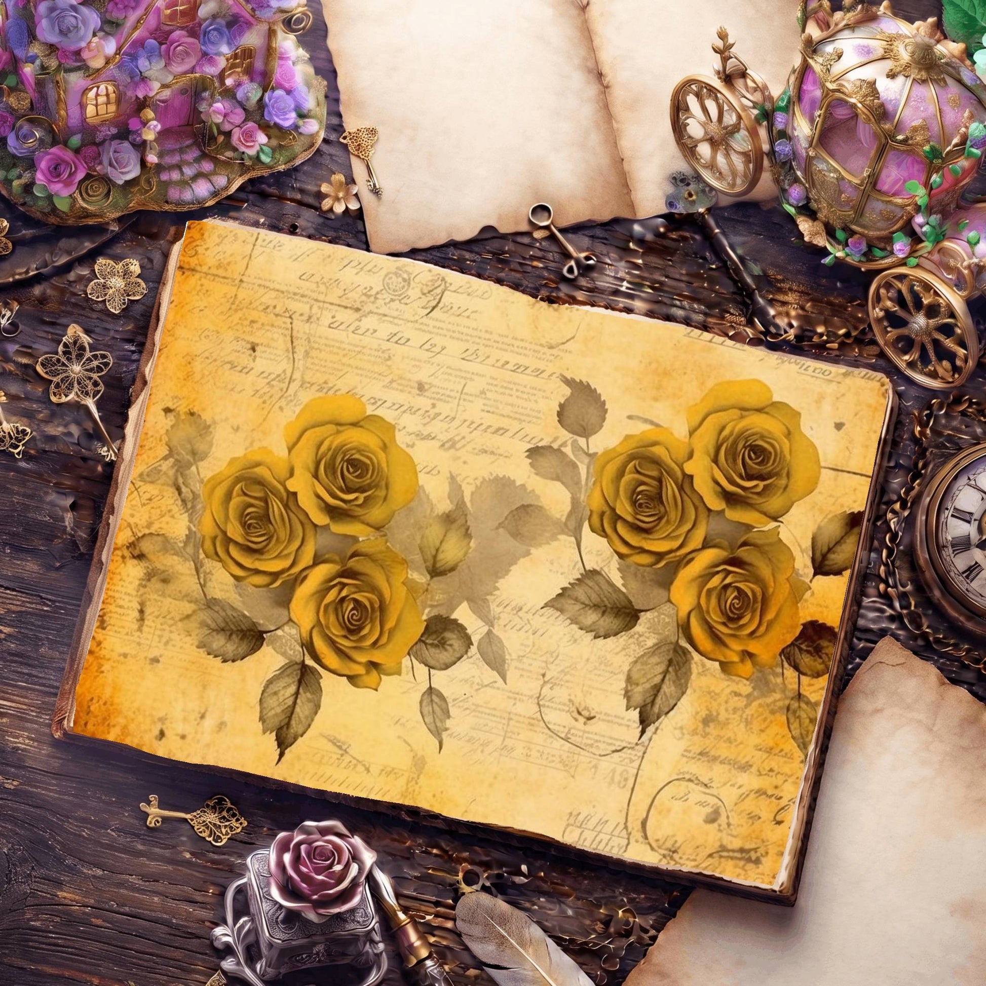 Yellow Roses Digital Papers