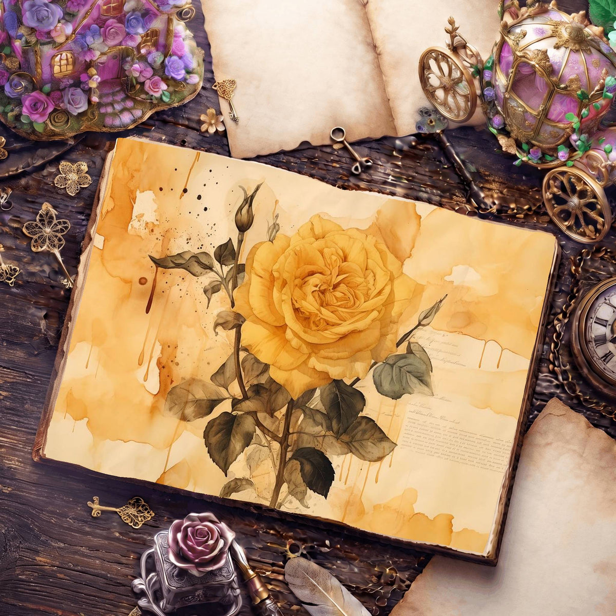 Yellow Roses Digital Papers