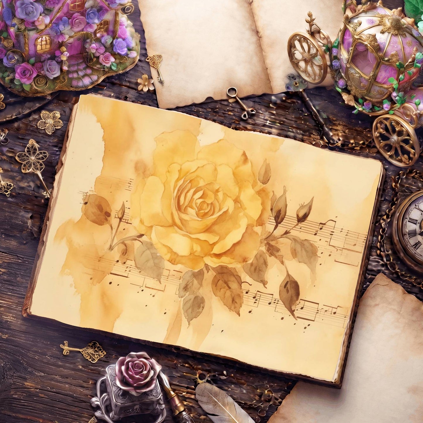 Yellow Roses Digital Papers