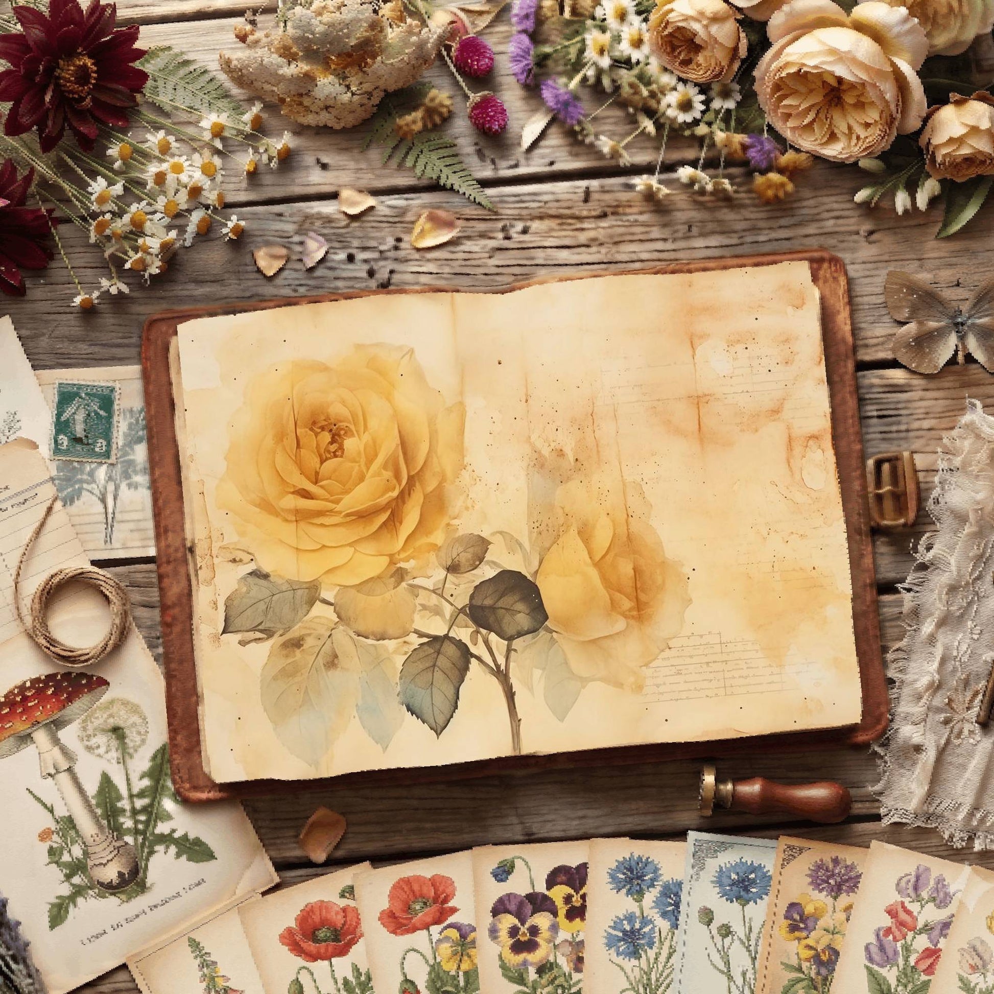 Yellow Roses Digital Papers