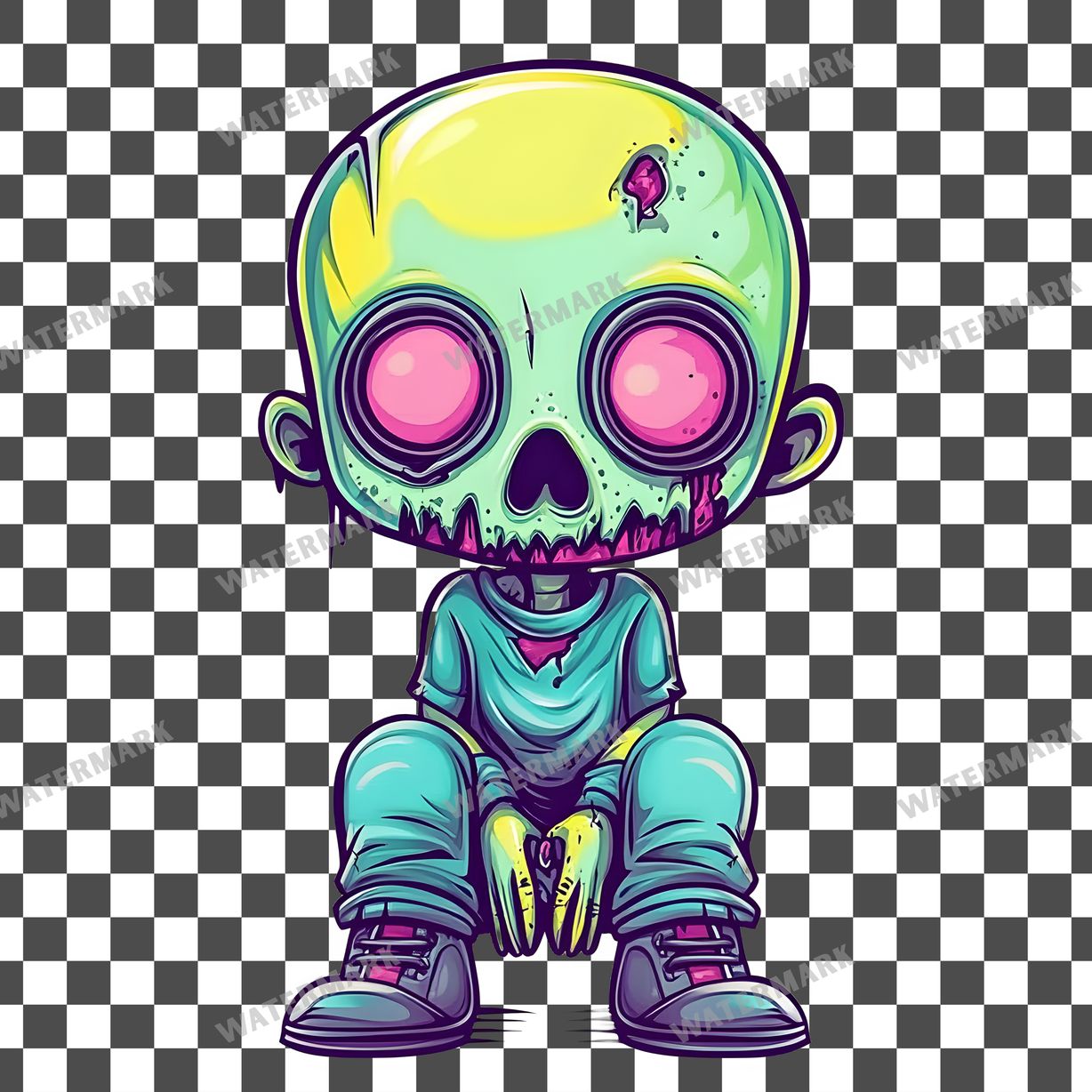 Zombie Kawaii Style Clipart Pngs