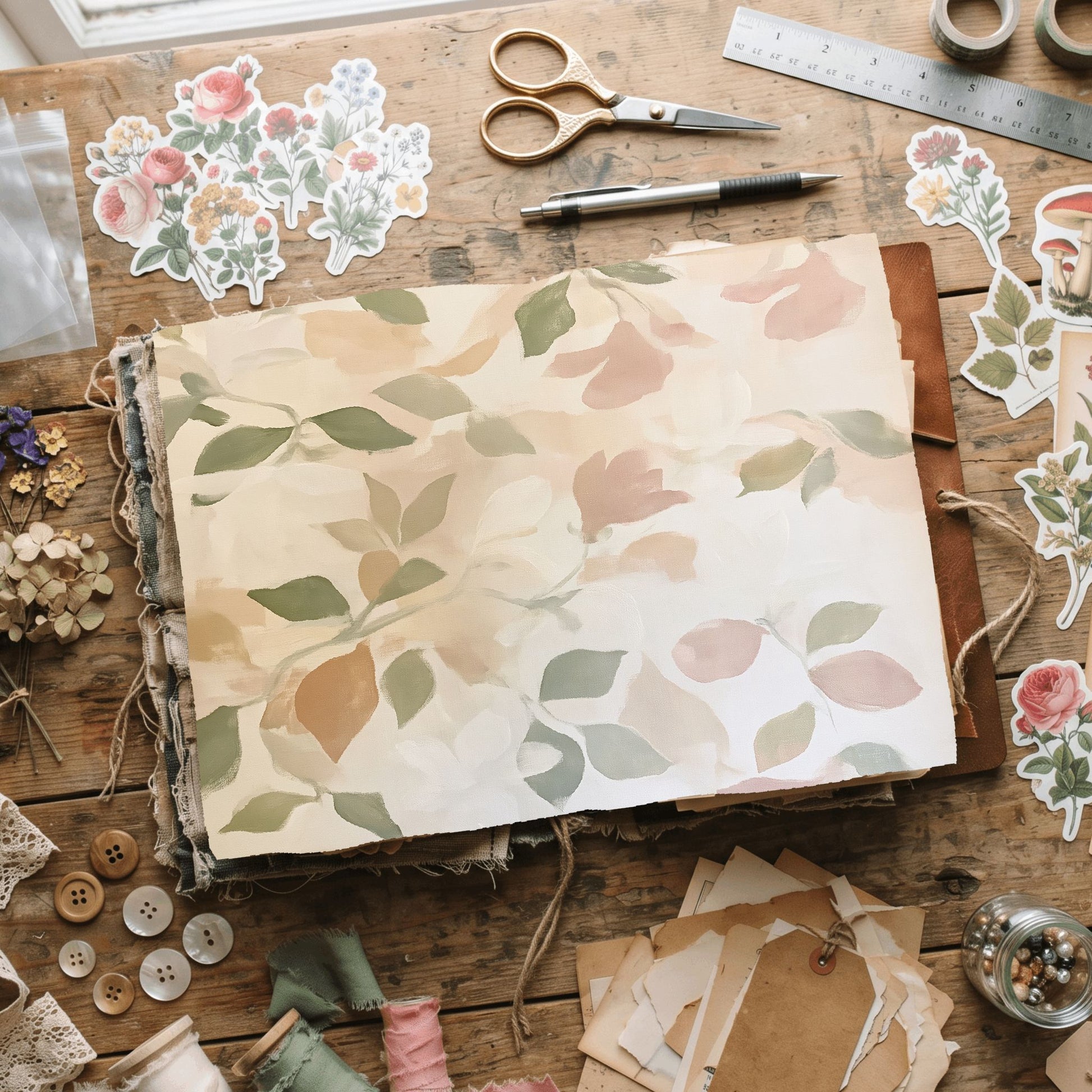 Abstract Botanical Leaves Painting