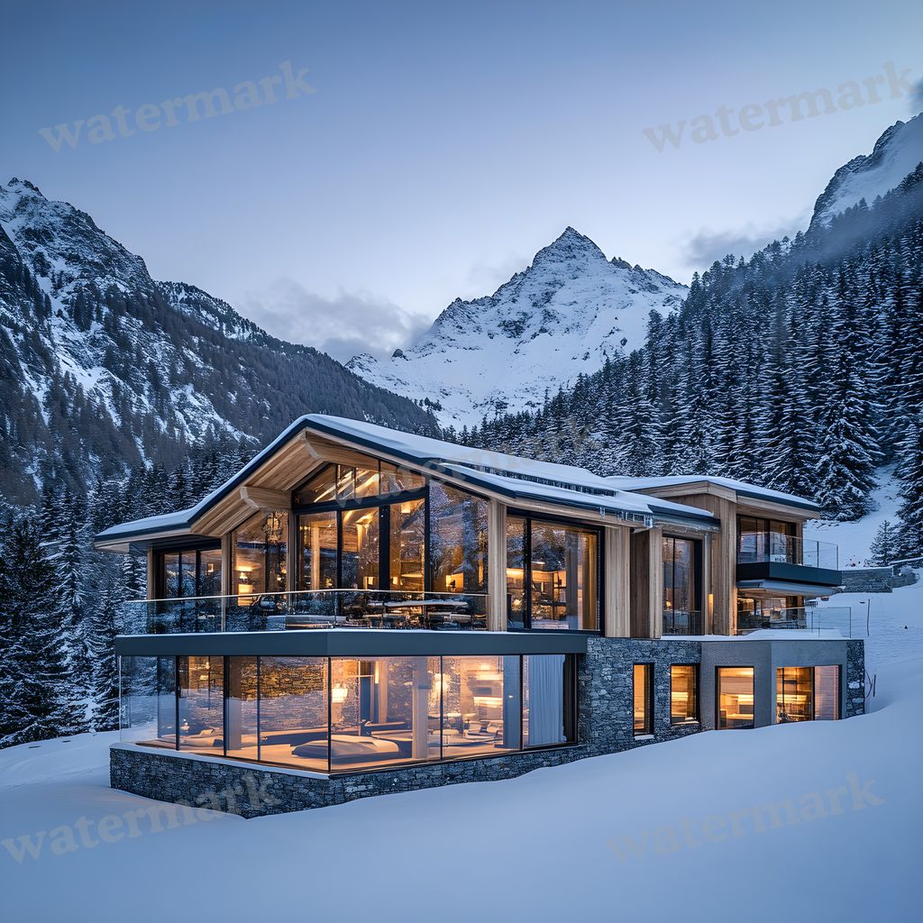 Alpine Ski Chalet Backdrop Images