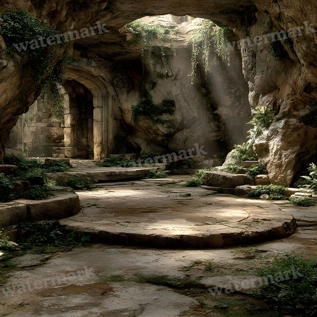 Ancient Stone Platform Cave Backdrop Images