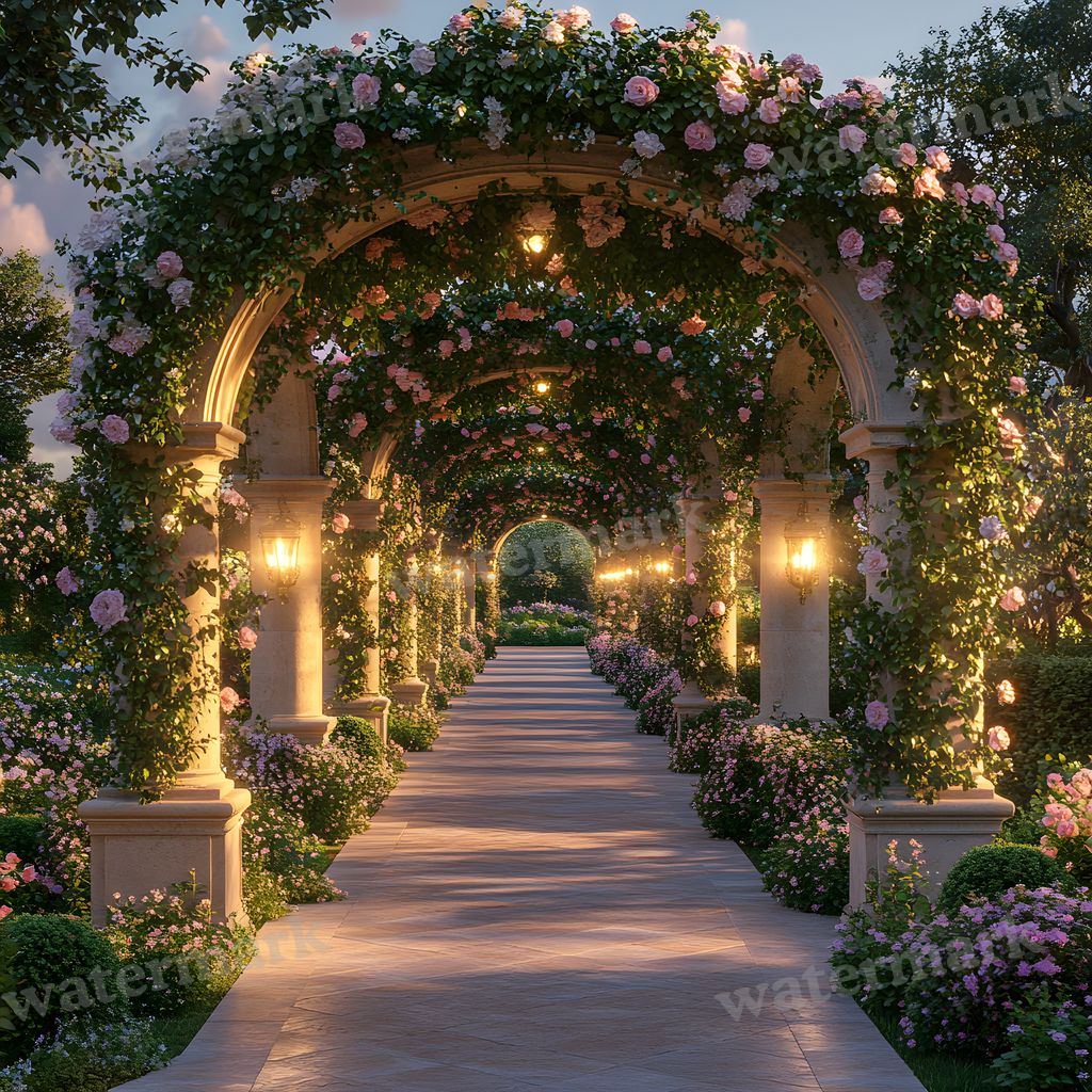 Baroque Garden digital photo backdrop for photo editing, preview 6