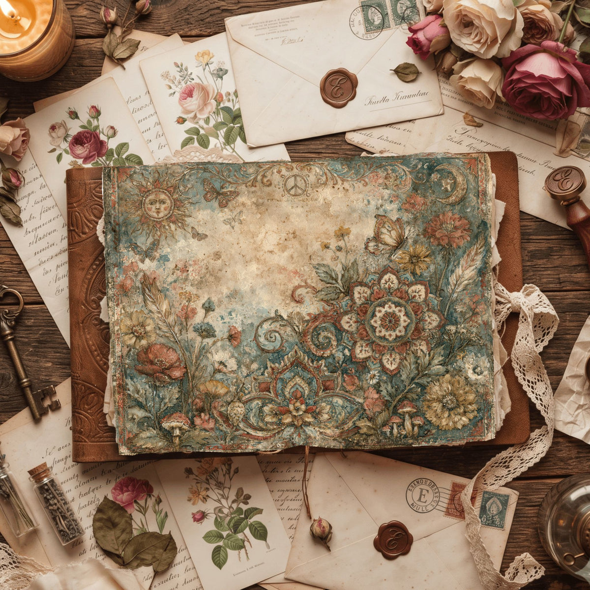 Bohemian Wildflower Journal Paper printable junk journal paper, page preview 7