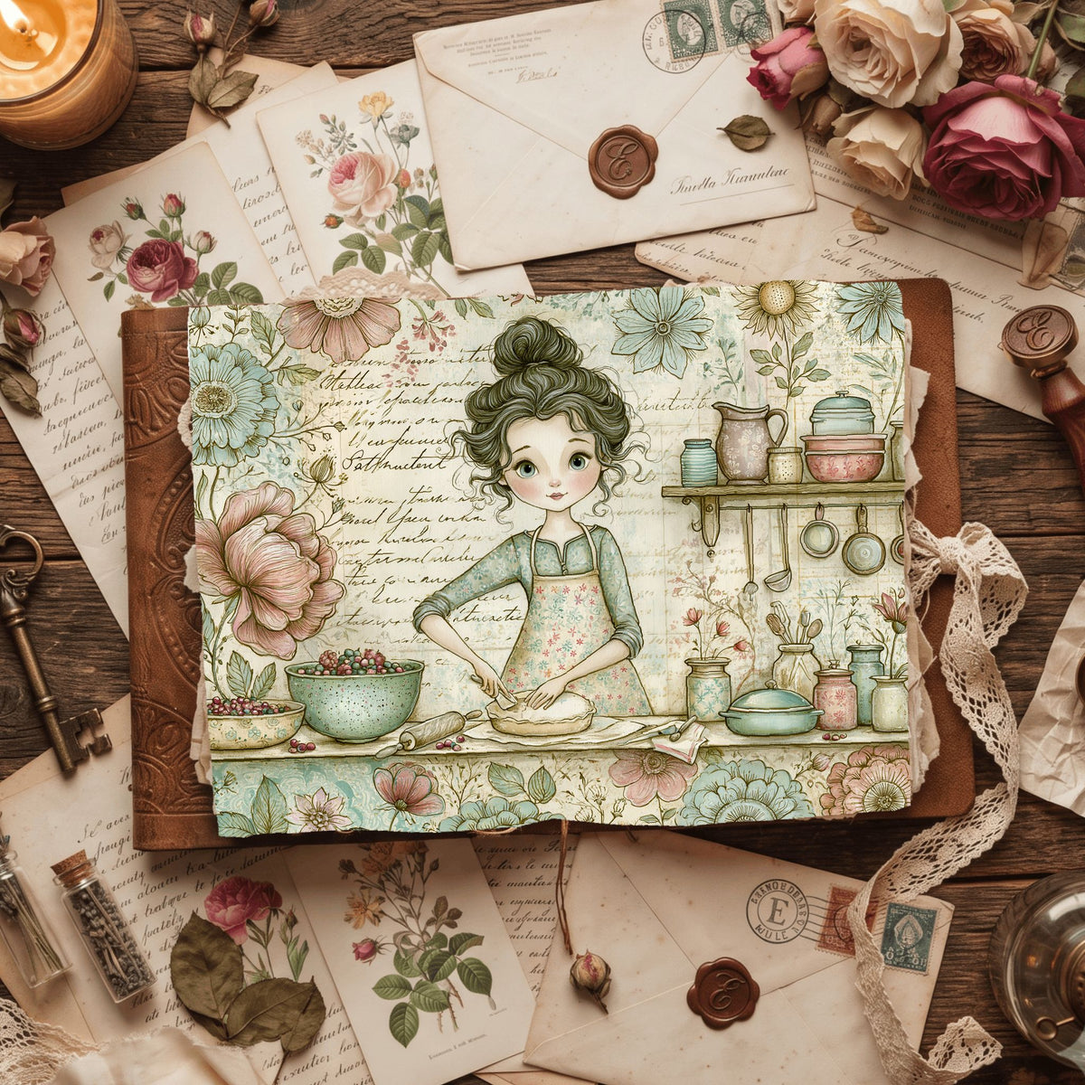 Cozy Berry Pie Kitchen Illustration