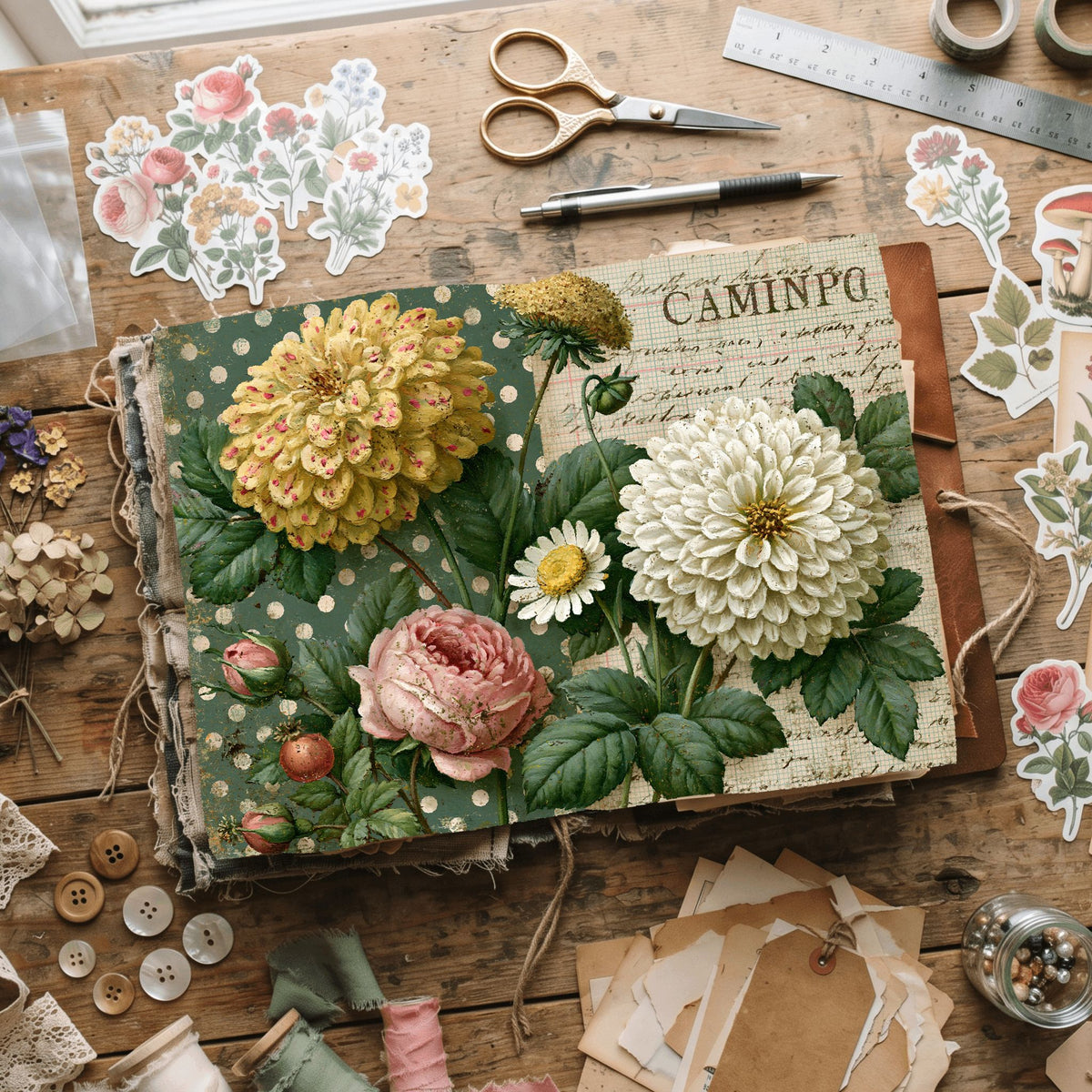 Faded Polka Dot Shabby Chic Journal Paper