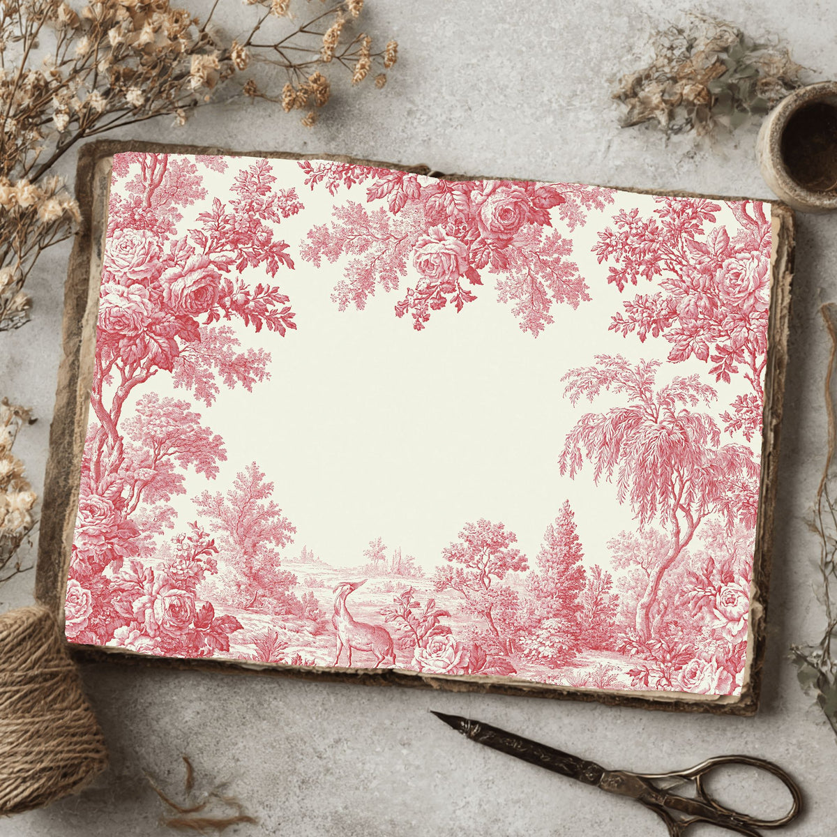 French Toile De Jouy Note Card Border