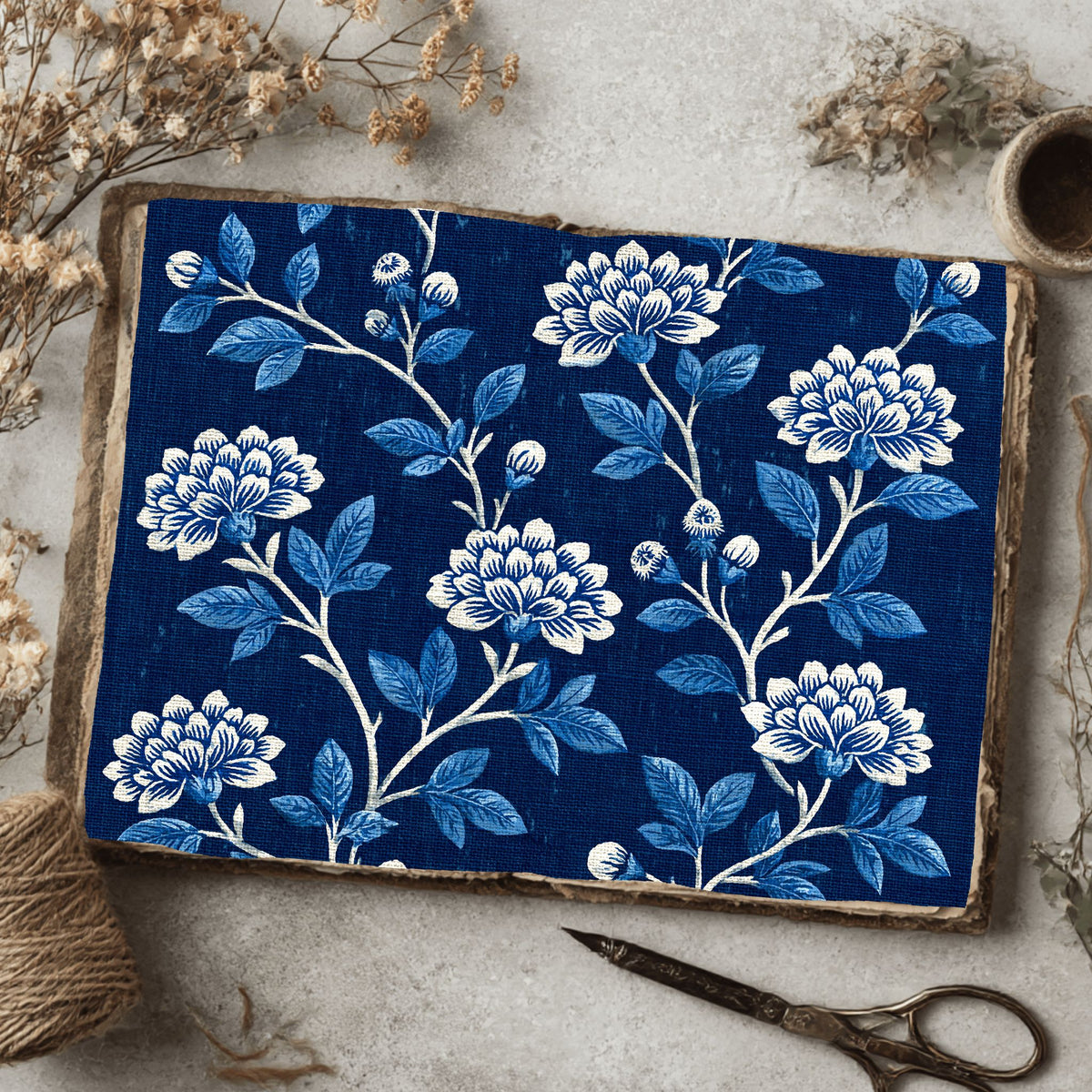 Indigo Floral Textile Pattern