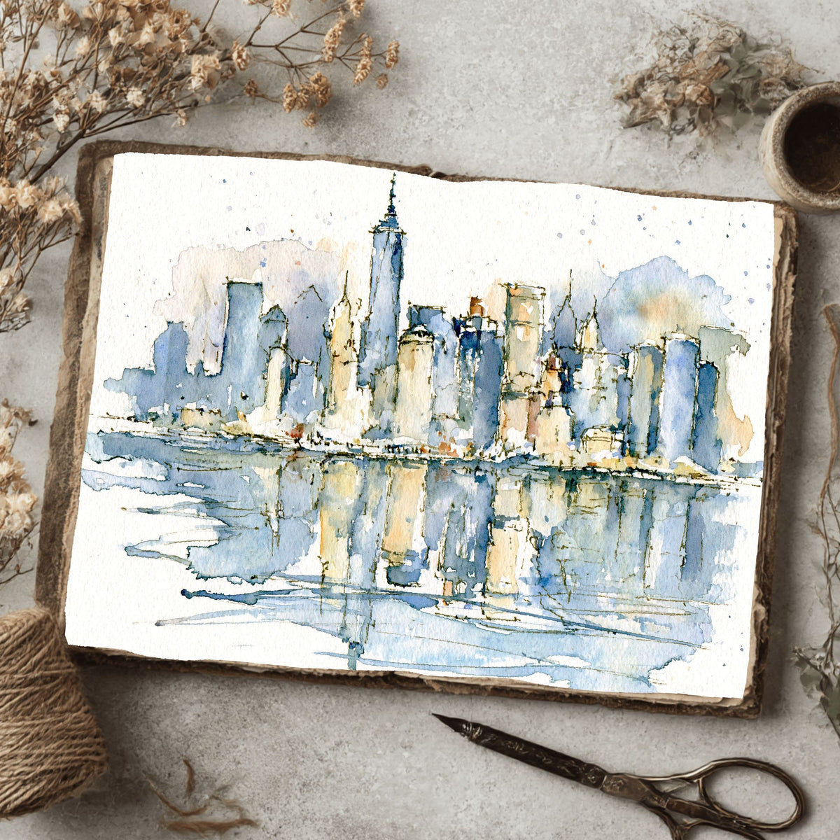 Minimalist Japanese New York Watercolor