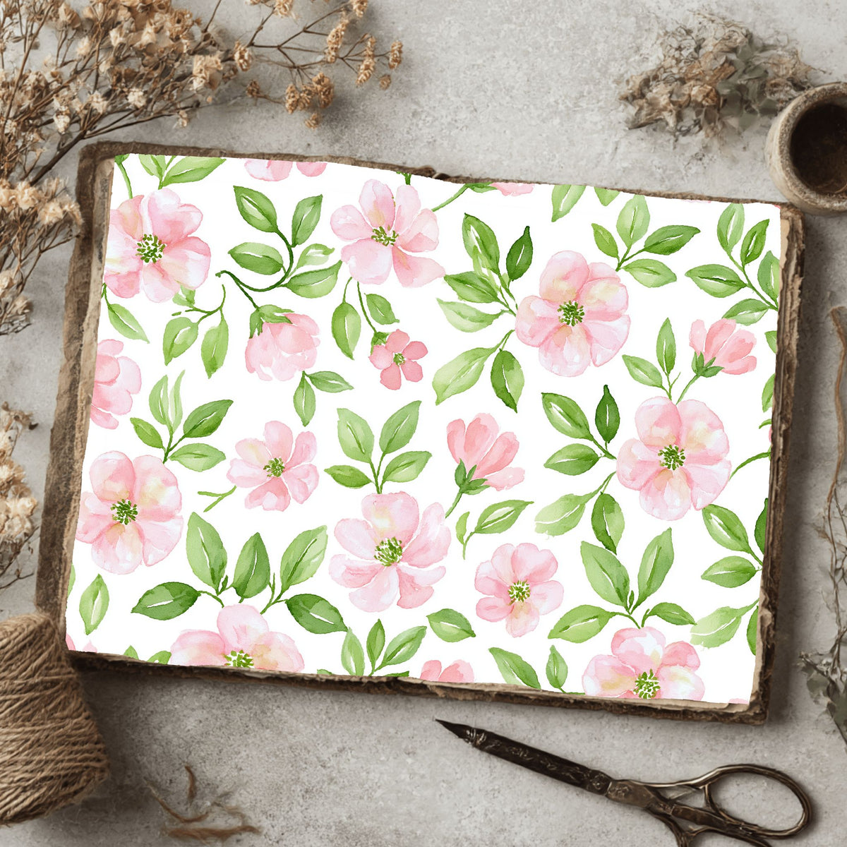 Pastel Pink & Green Watercolor Pattern