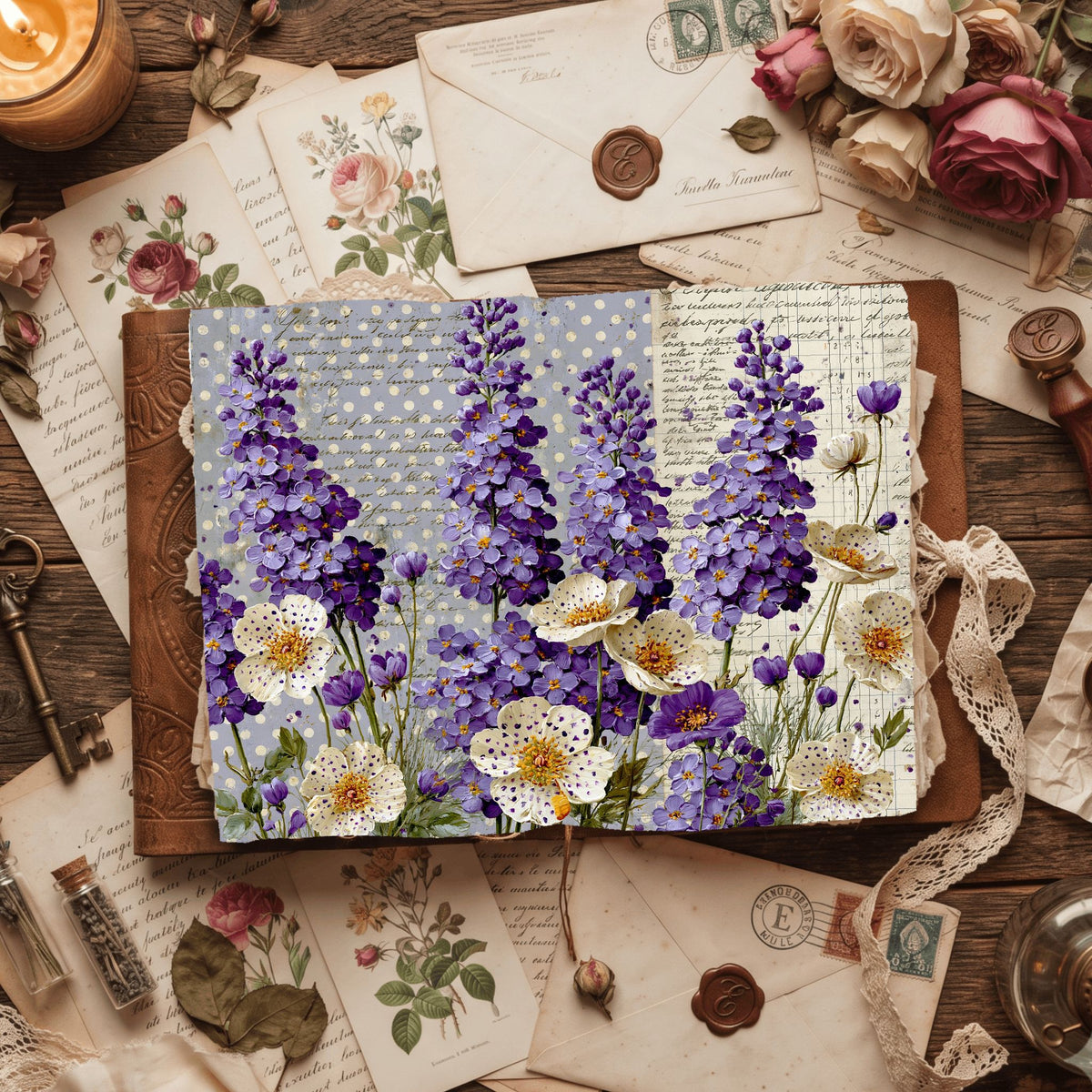 Pastel Purple Shabby Chic Journal Paper