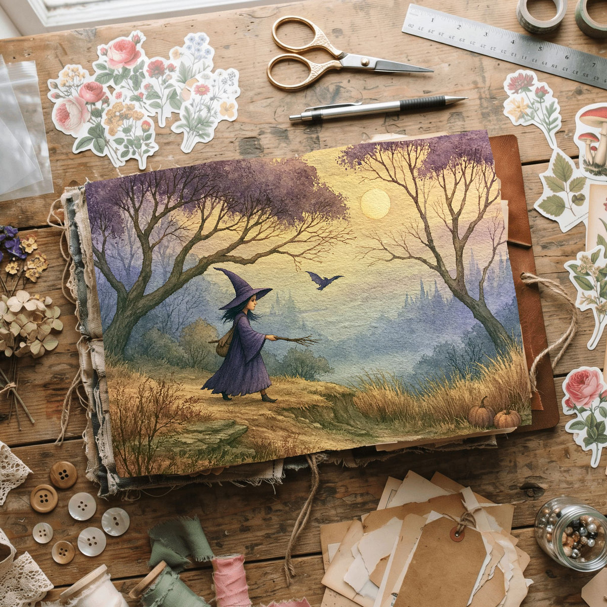 Purple Halloween Watercolor Art