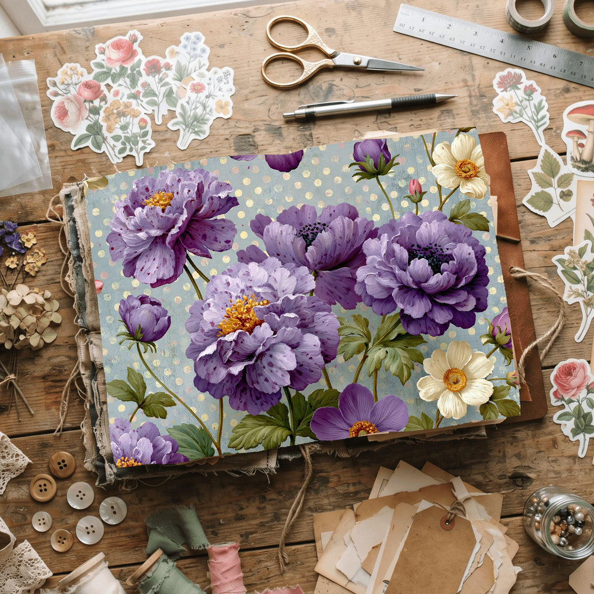 Purple Shabby Chic Journal Paper