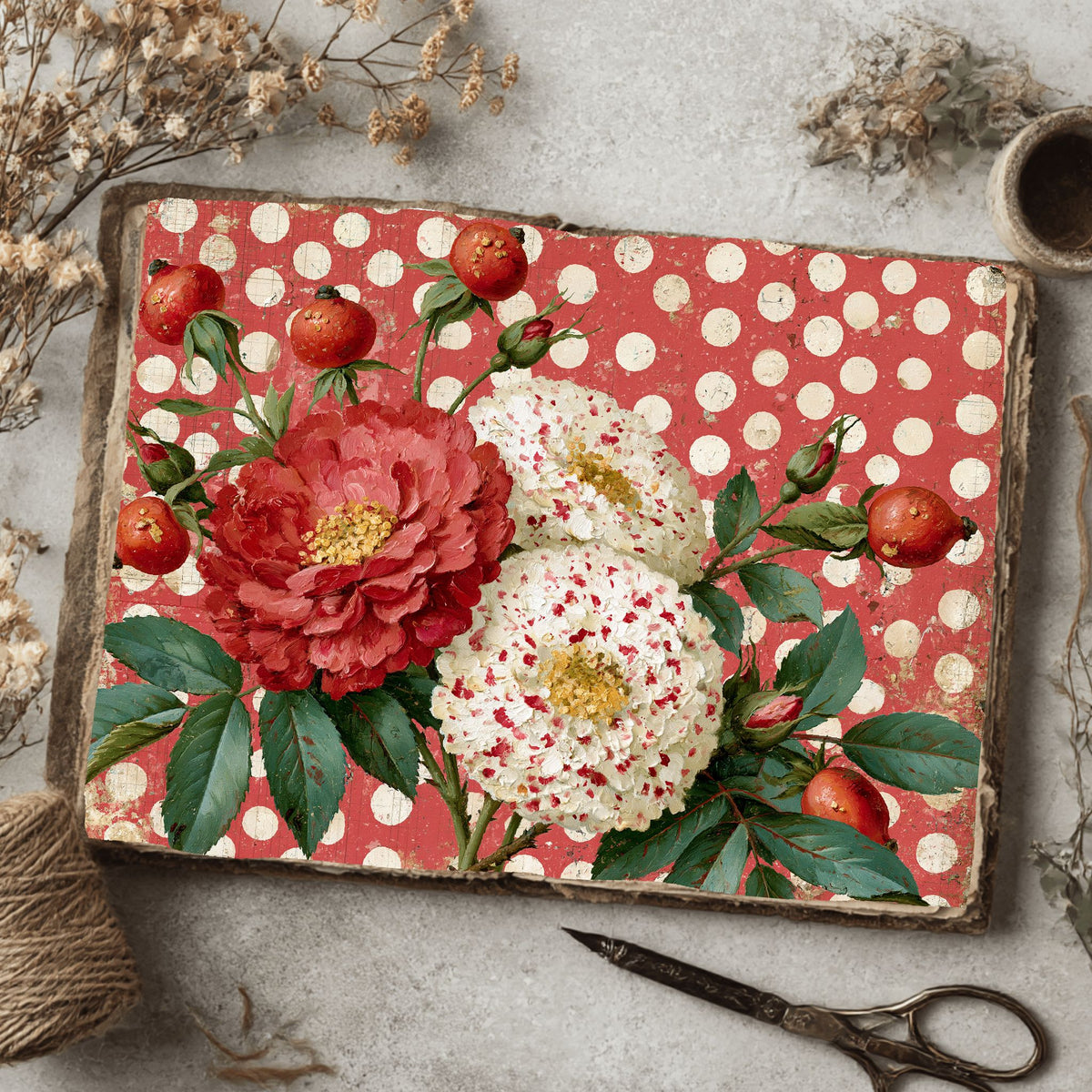 Red Shabby Chic Journal Paper