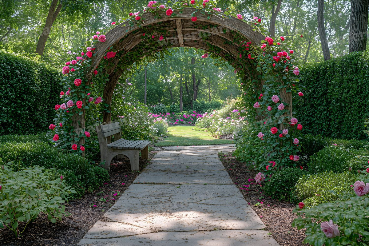 Secret Garden Arbour digital photo backdrop for photo editing, preview 6
