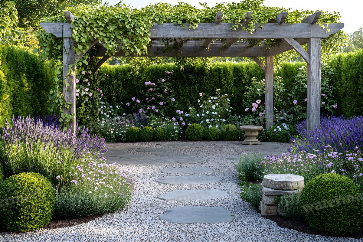 Secret Garden Pergola digital photo backdrop for photo editing, preview 6