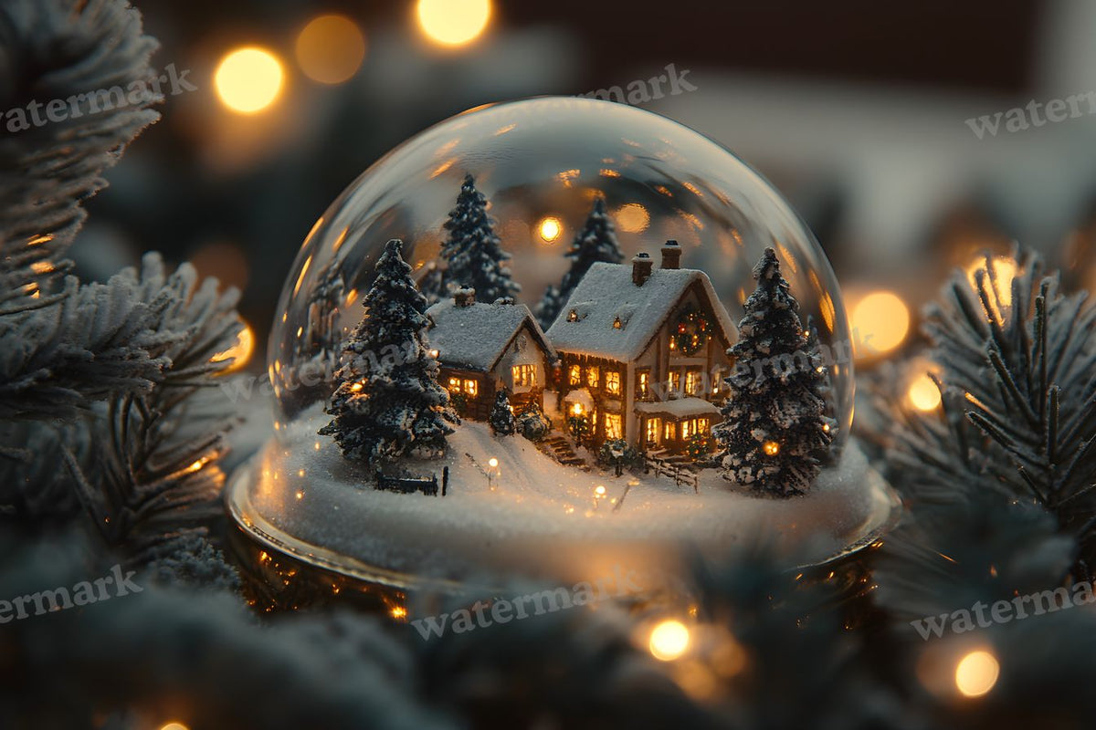 Snowy Snow Globe digital photo backdrop for photo editing, preview 6