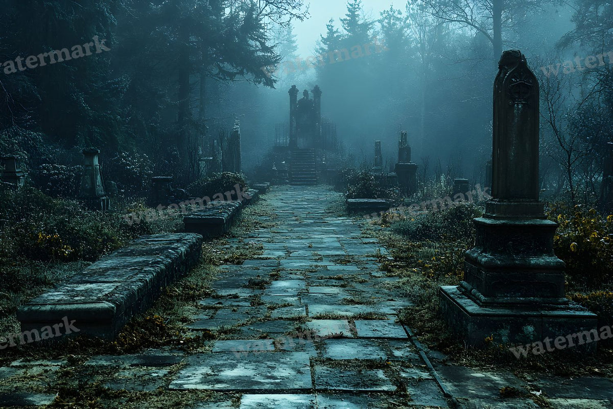 Spooky Forest digital photo backdrop for photo editing, preview 6