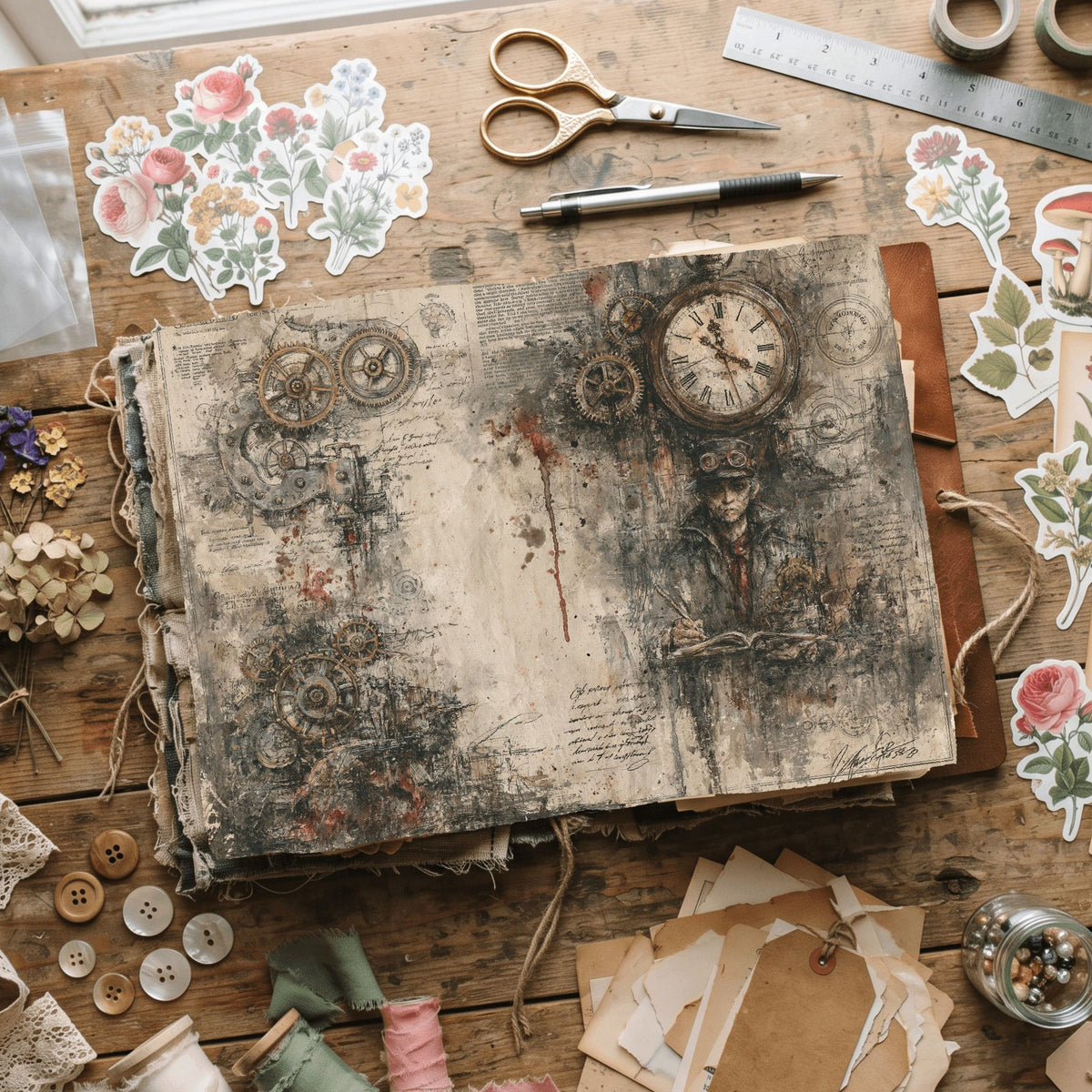 Steampunk Victorian Journal Paper
