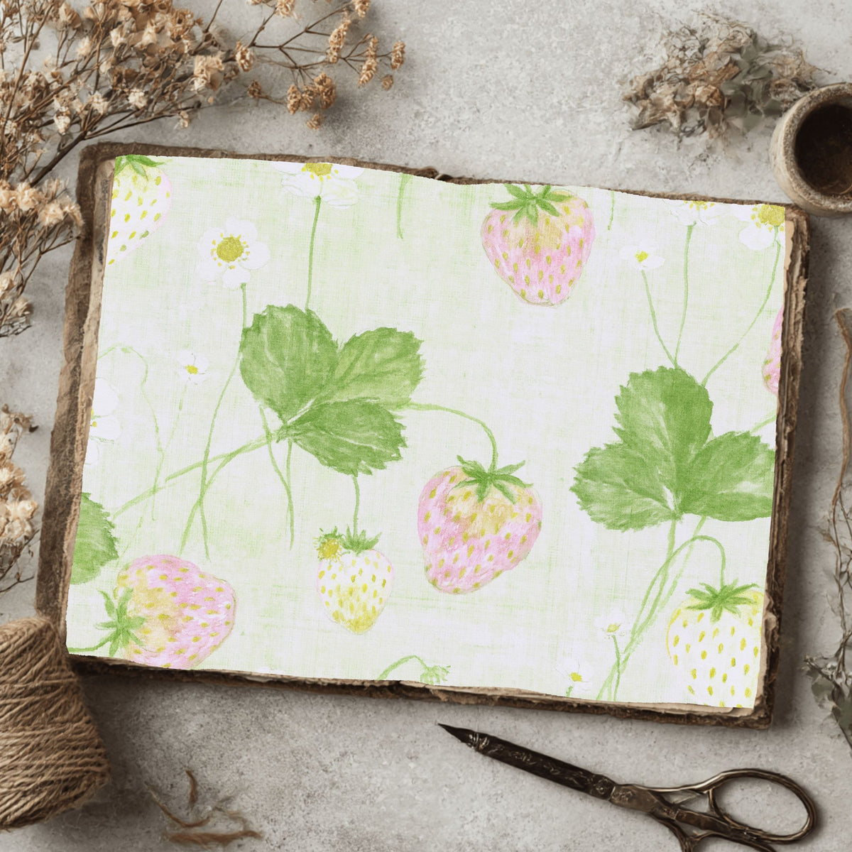 Strawberry Botanical Scrapbook Paper
