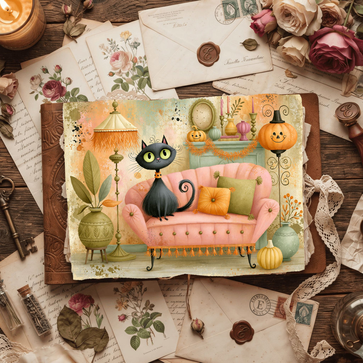 Vintage Halloween Ink & Gouache Art