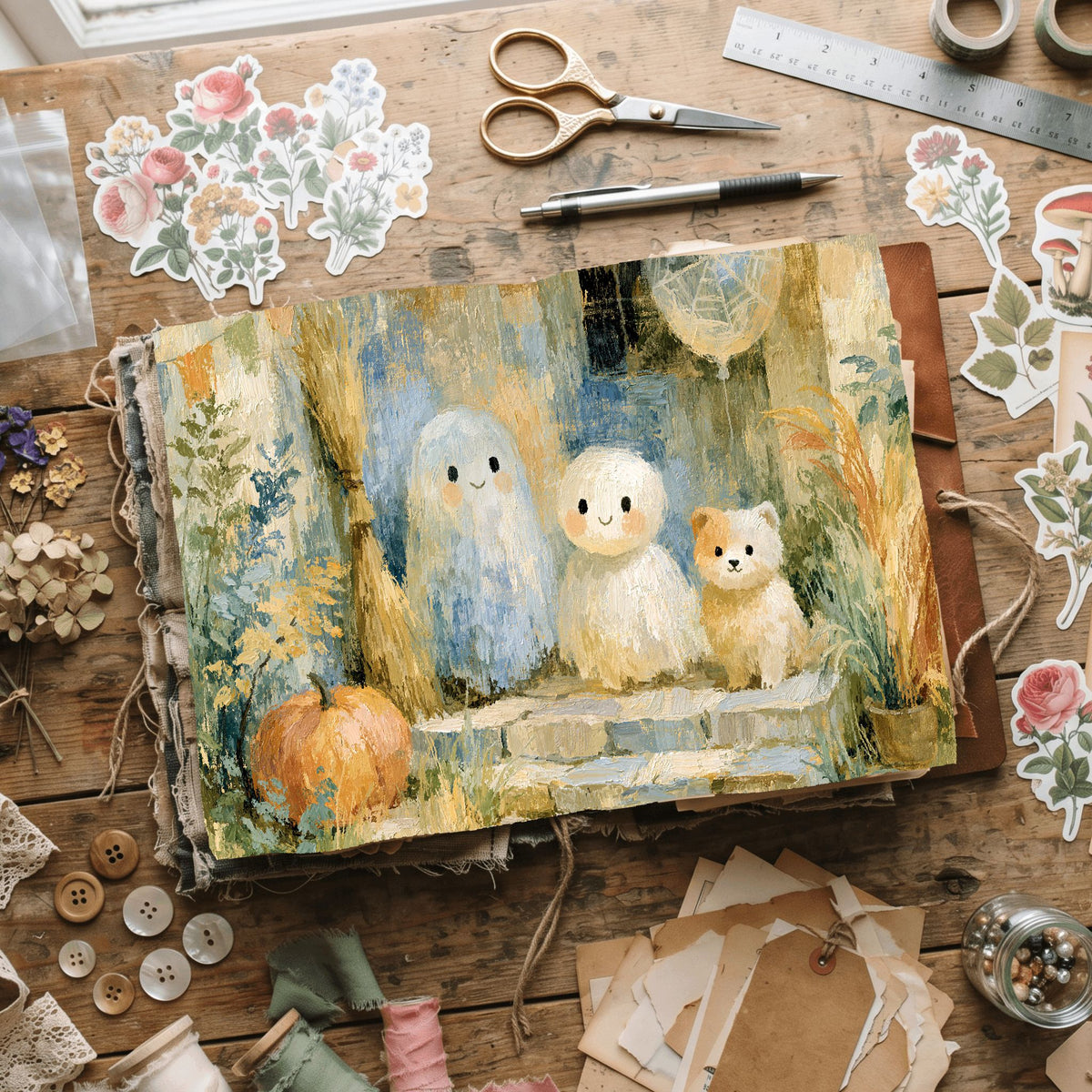 Vintage Halloween Oil Painting