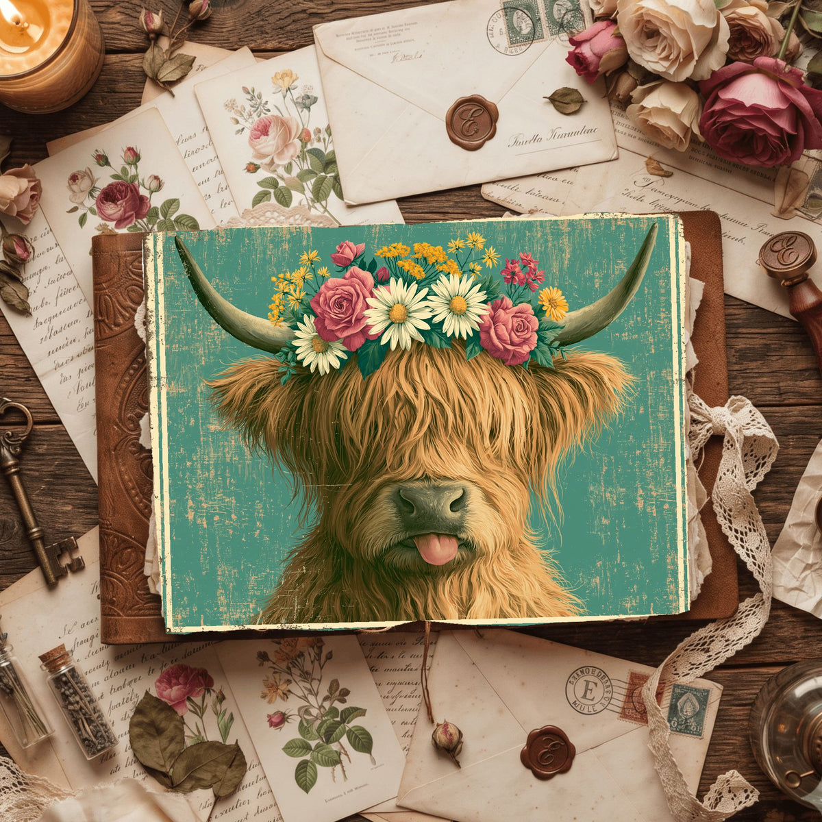 Vintage Highland Cow Tin Sign