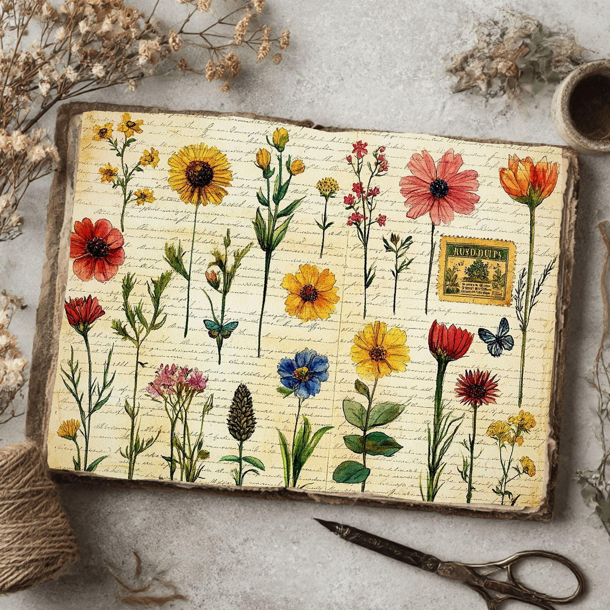 Vintage Wildflower Writing Paper