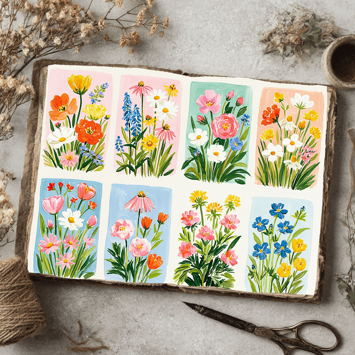 Watercolor Wildflower Botanical Illustration Set