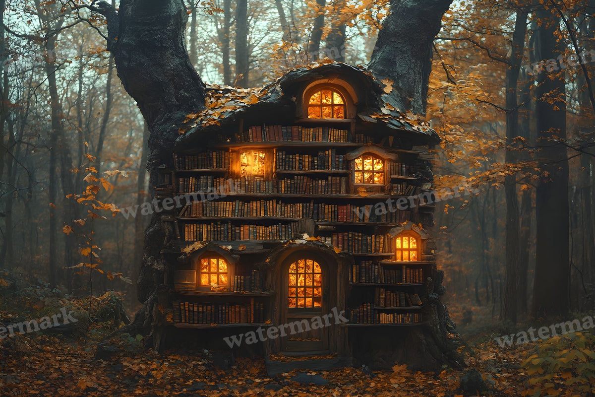 Whisper Library Forest digital photo backdrop for photo editing, preview 6