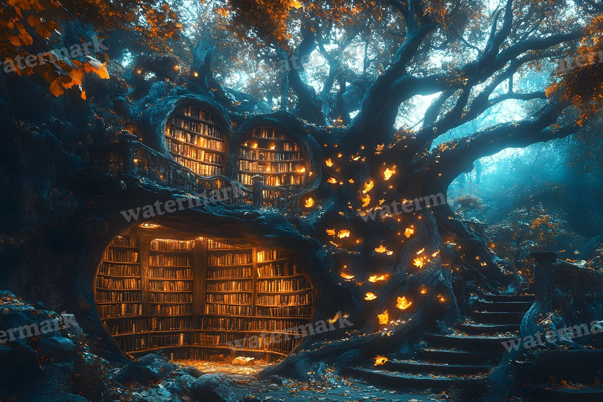 Whisper Library Forest digital photo backdrop for photo editing, preview 6